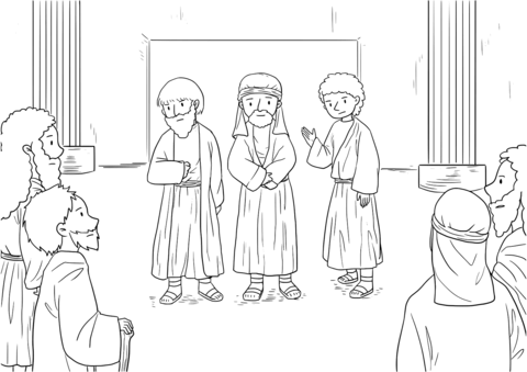 Acts 4 13 14 Peter And John Preach Coloring Page